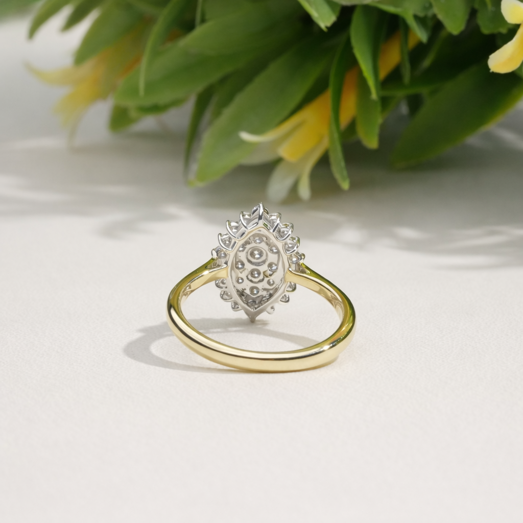 Round Lab Grown Diamond Ring Elegant Bridal Gift Handmade Ring Flower Diamond Engagement Ring Minimalist Promise Ring for Her