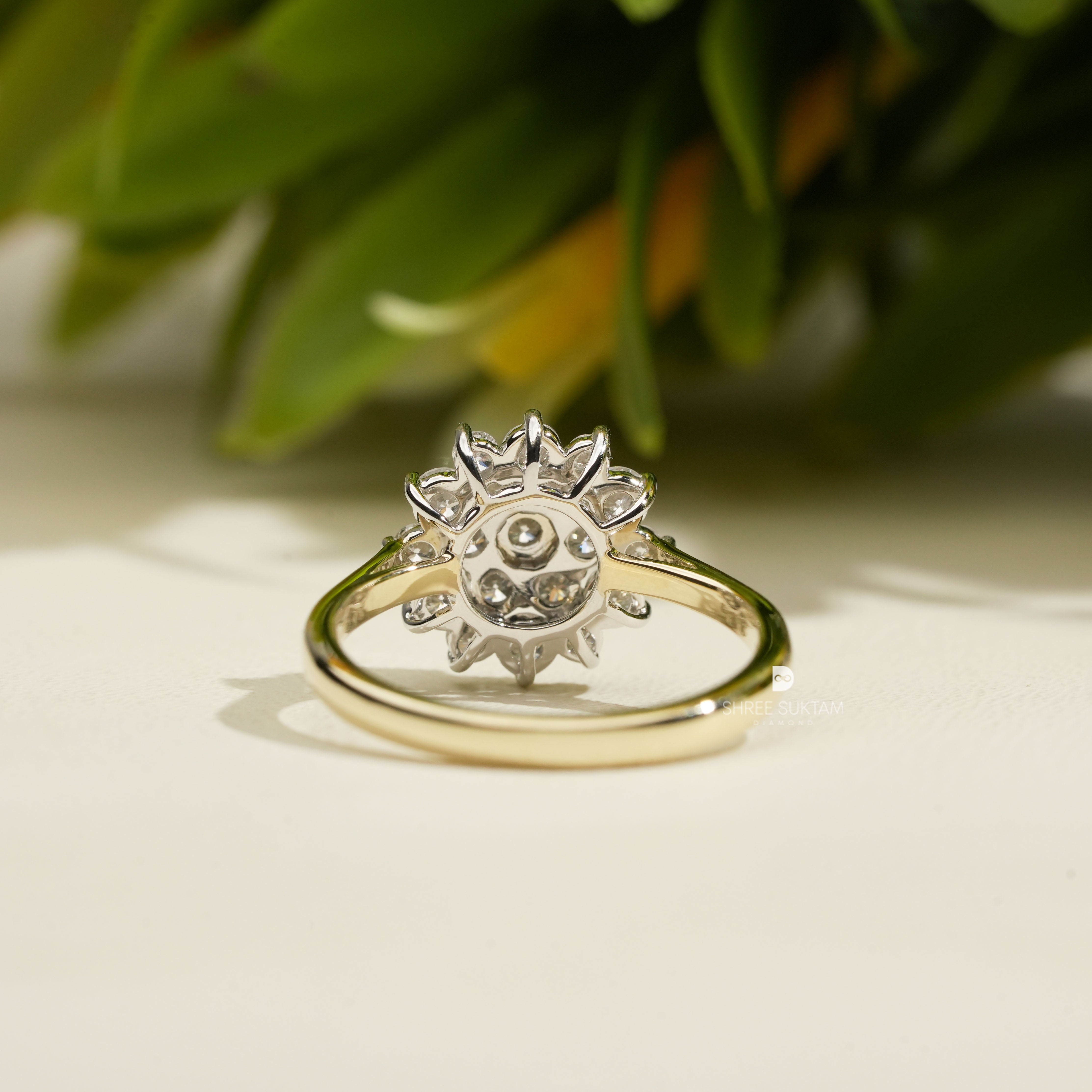 Floral Diamond Cluster Ring Lab Grown Diamond Engagement Ring Vintage Inspired Botanical Jewelry for Women Anniversary Gift