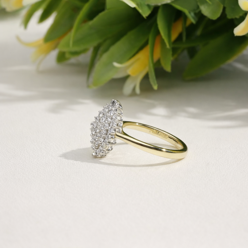 Round Lab Grown Diamond Ring Elegant Bridal Gift Handmade Ring Flower Diamond Engagement Ring Minimalist Promise Ring for Her