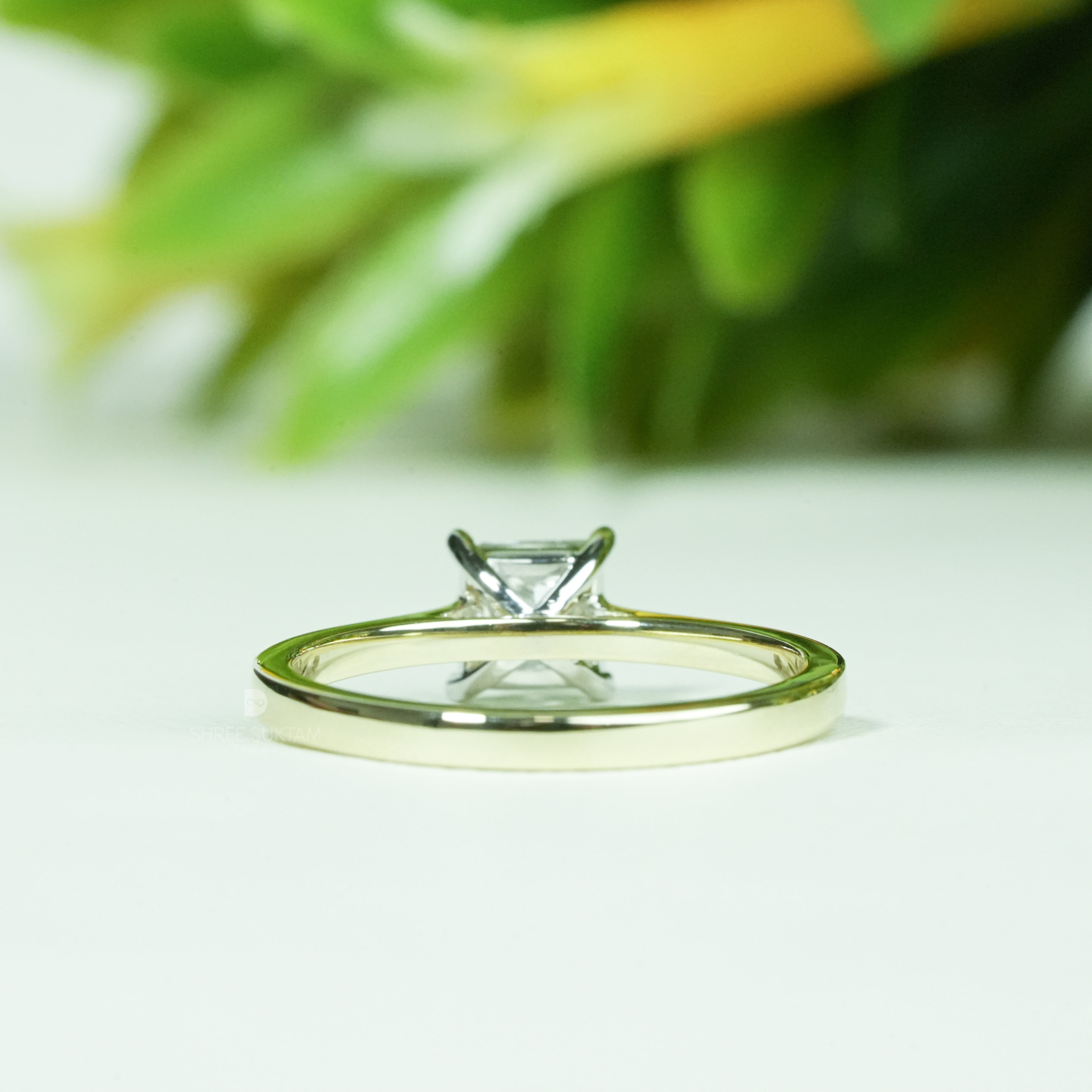 Princess Solitaire Diamond Engagement Ring Four-Prong Setting Elegant Minimalist Fine Jewelry Design Hand Crafted
