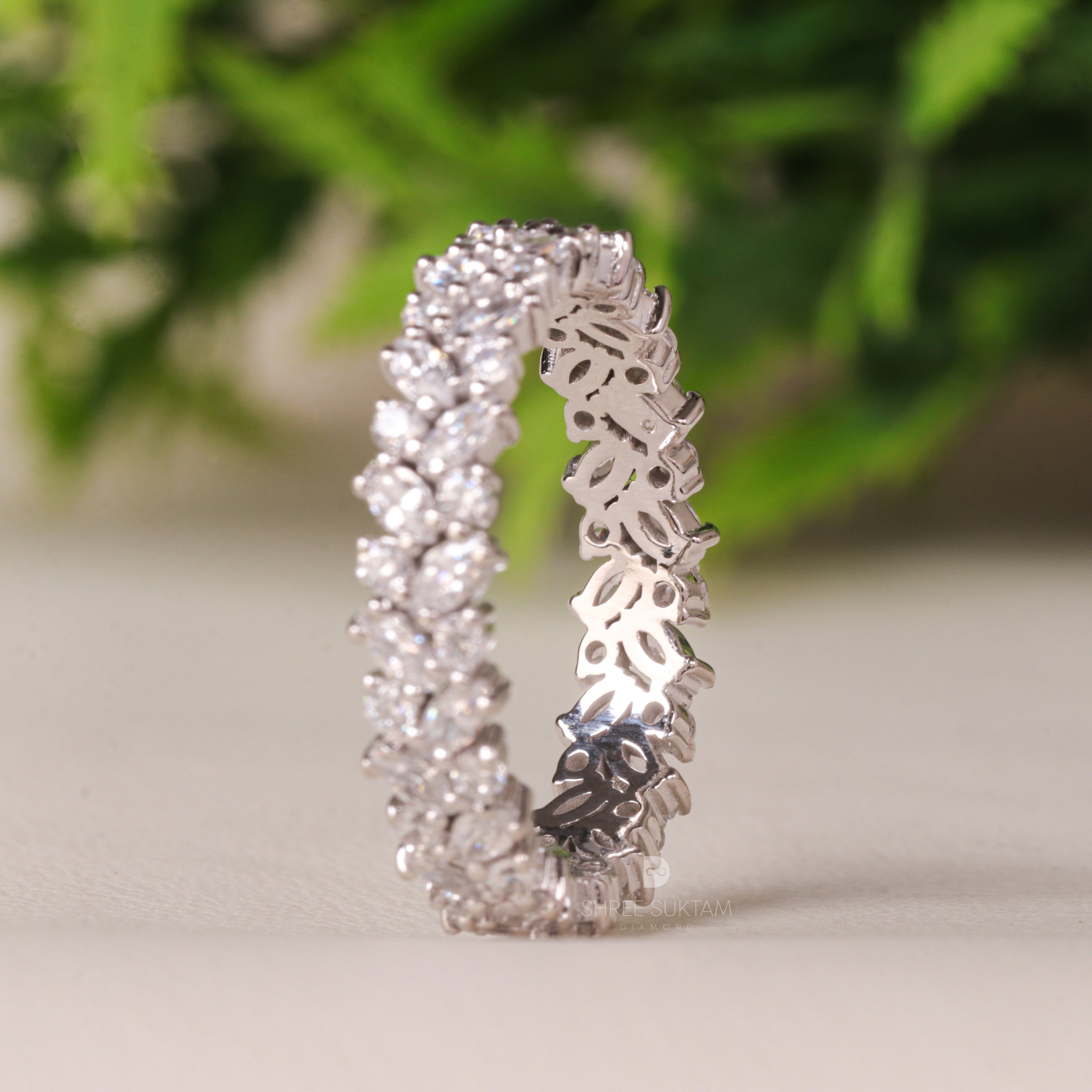 Marquise Diamond Band Lab Grown Diamond Eternity Band Leaf Design Wedding Anniversary Ring Dainty Stacking Ring Promise Ring Handmade Band