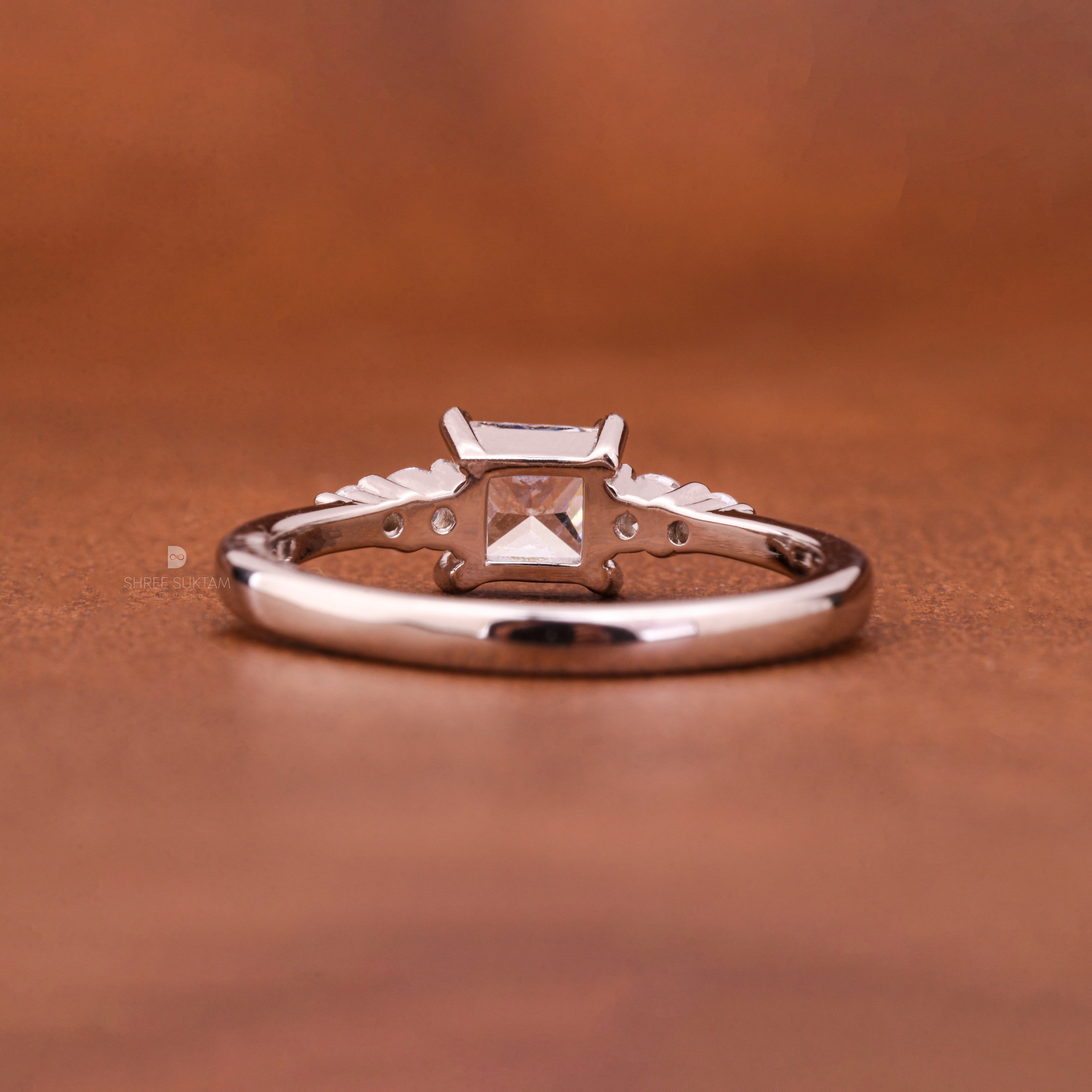 Princess Cut 1Carat Lab Grown Diamond Ring with Excellent Luster Engagement Ring 5 Stone Proposal Ring Anniversary Gift 18Kt Gold & Platinum