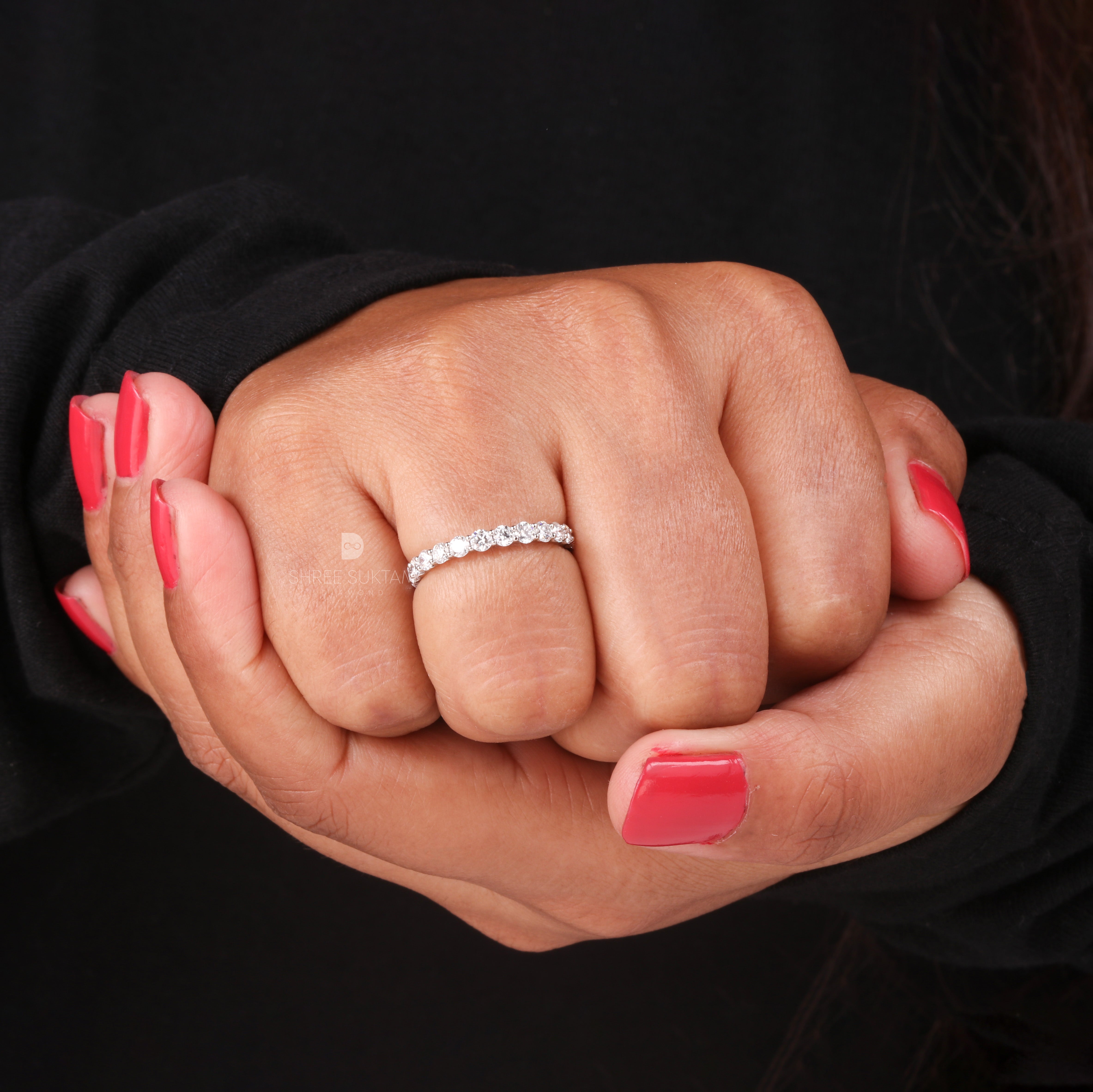 Round-Cut 1.4Carat Lab-Grown White Diamond Half Eternity Band – Classic Birthday Gift Anniversary Gift Cvd/hpht Diamond 18Kt Gold & Platinum