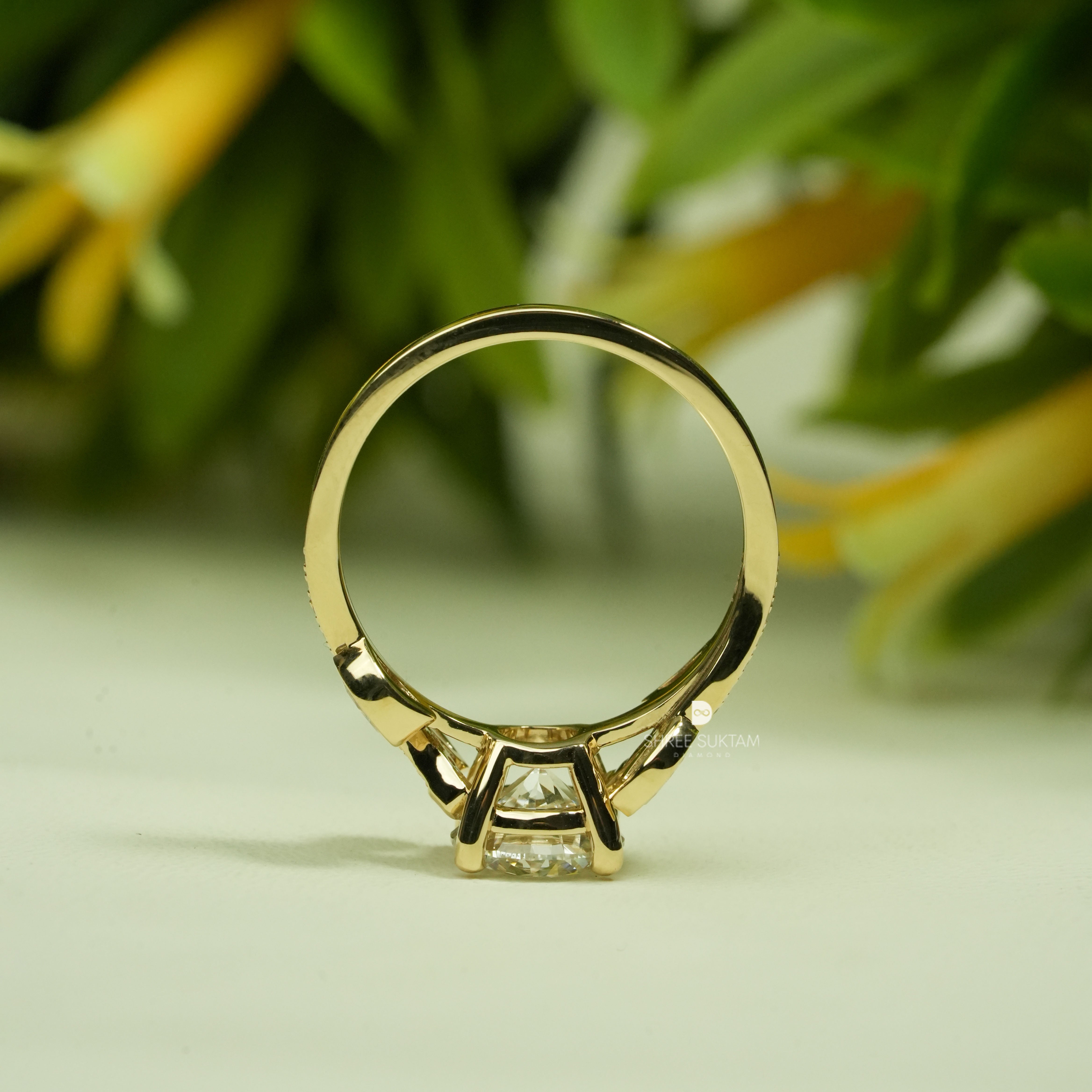 Vintage Style Round Diamond Engagement Ring Floral Diamond Ring Lab Grown Diamond Ring, Unique Bridal Ring, Promise Ring for Women Handmade Ring
