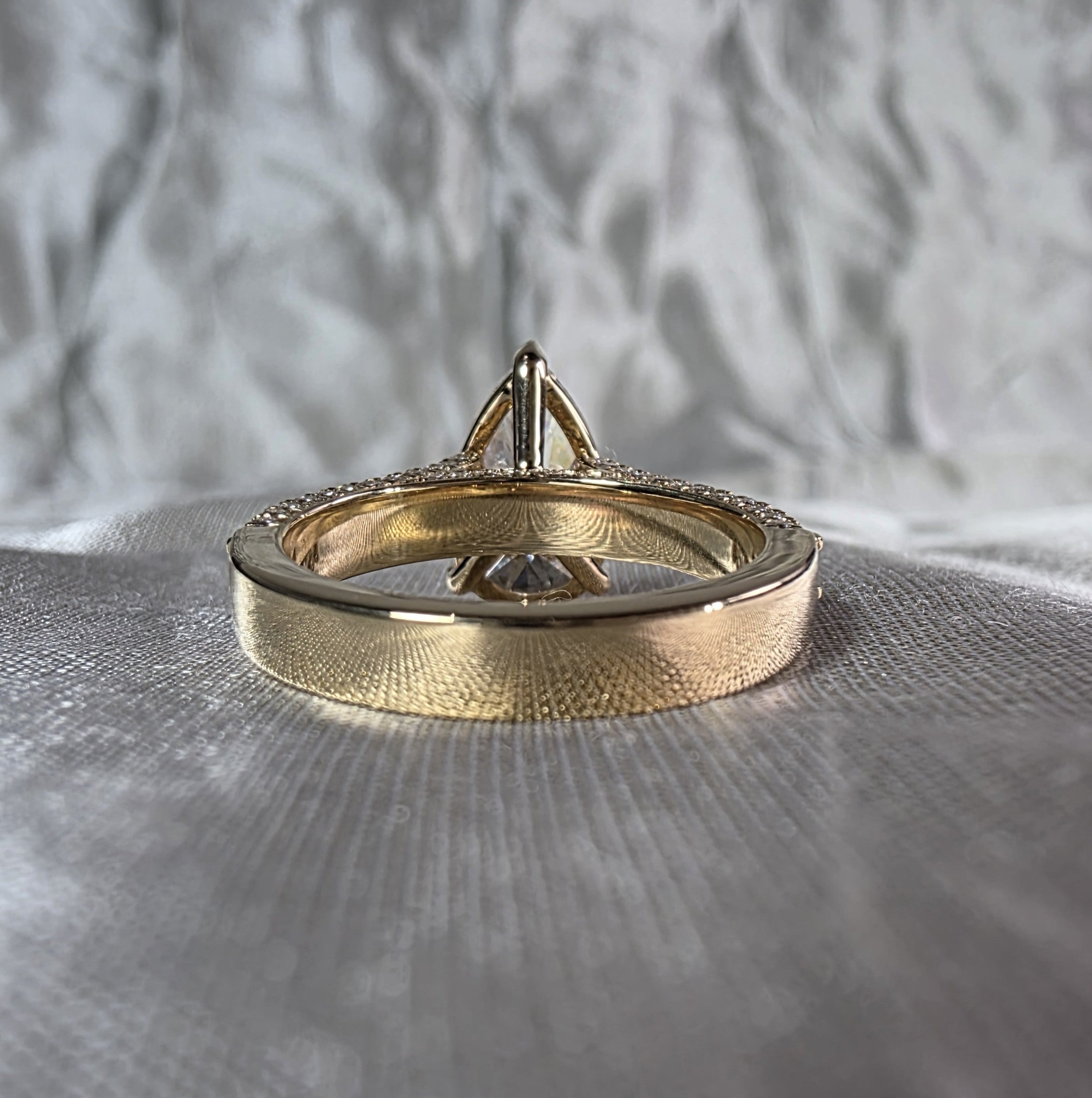 Pear Diamond Engagement Ring Pear Cut Lab Grown Diamond Ring Round Diamond Pave Ring Hidden Halo Bridal Ring Promise Handmade jewelry