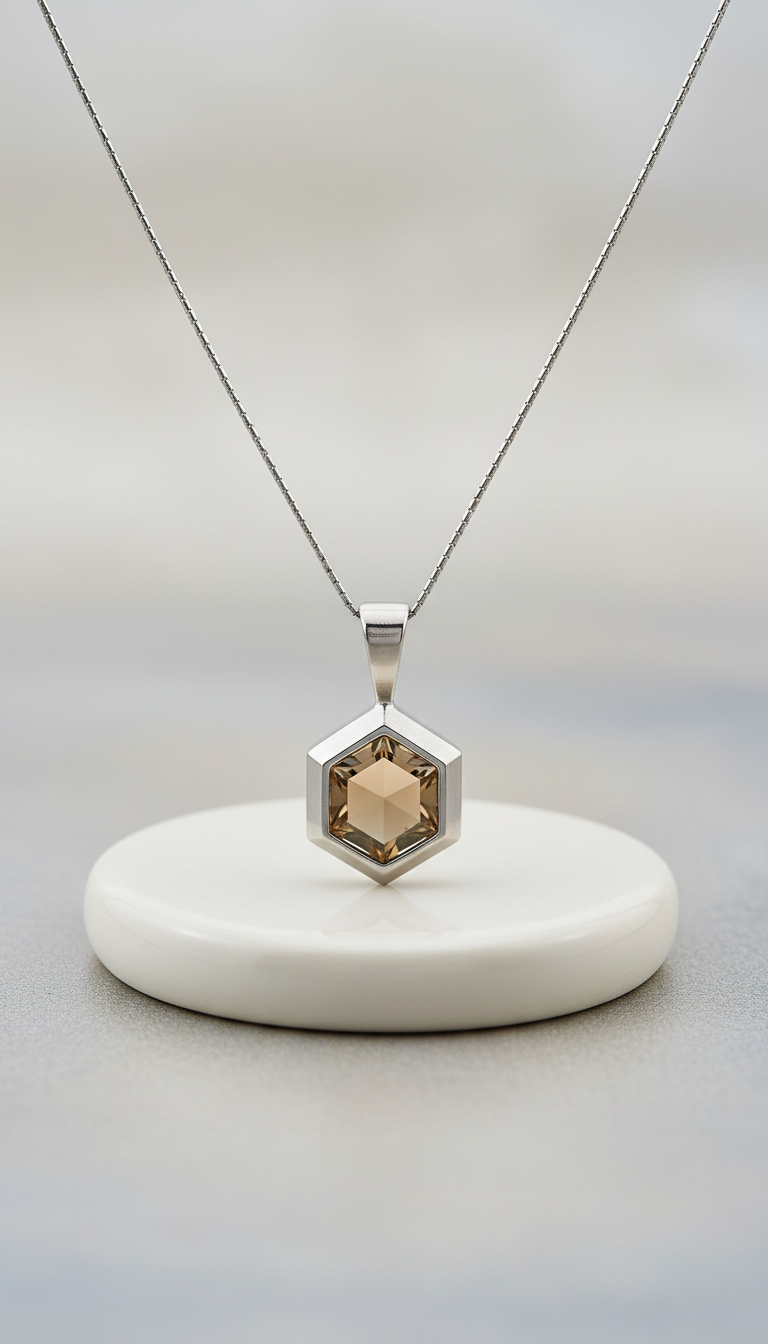 Geometric Gemstone Pendant Necklace