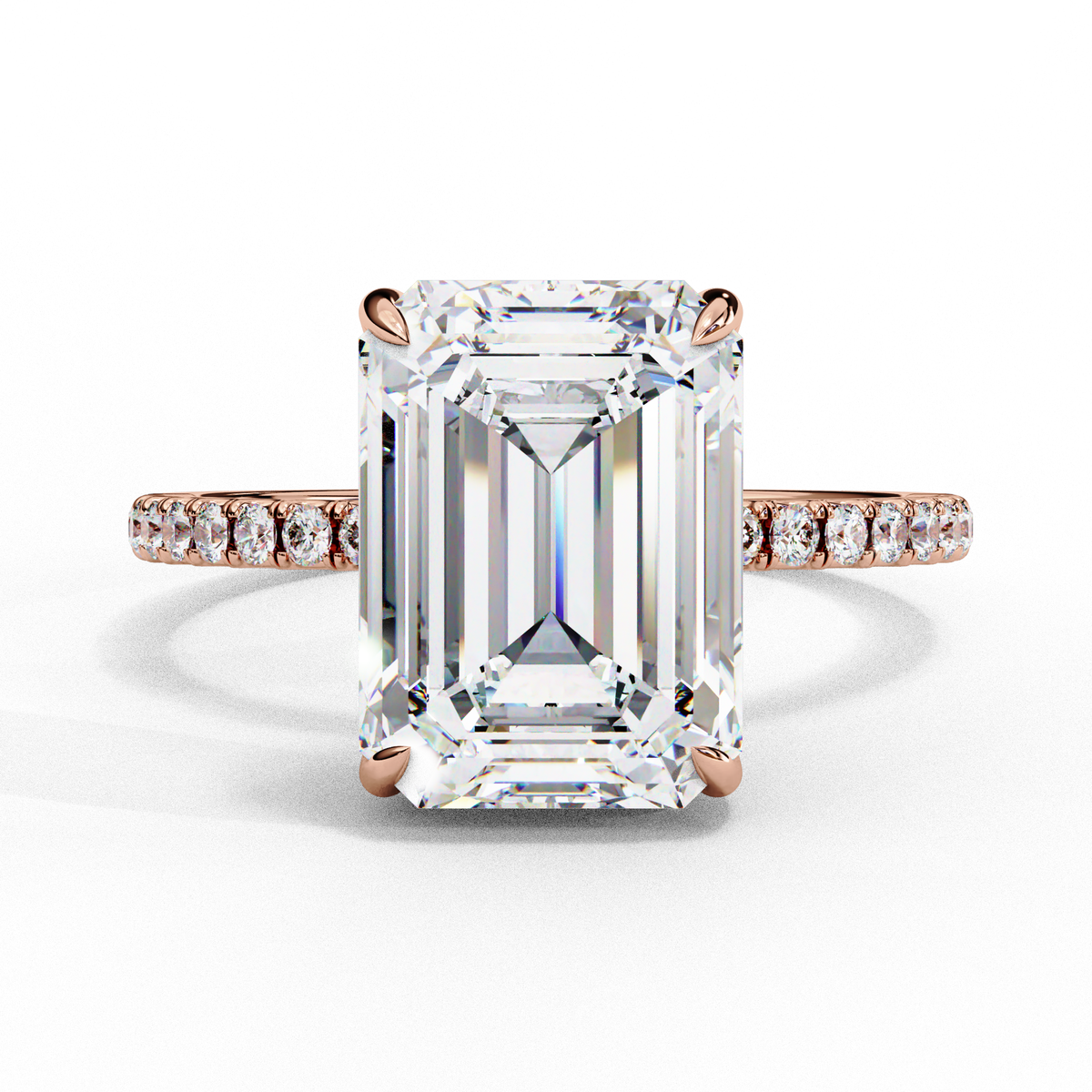 ALLURE Emerald Lab Diamond Hidden Halo Shoulder Set Ring – Shree Suktam ...