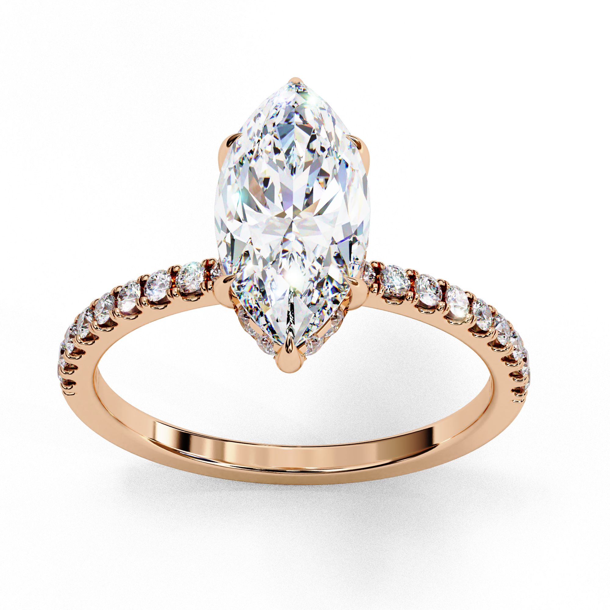 Xaviera Marquise  Lab Grown Diamond Hidden Halo Ring