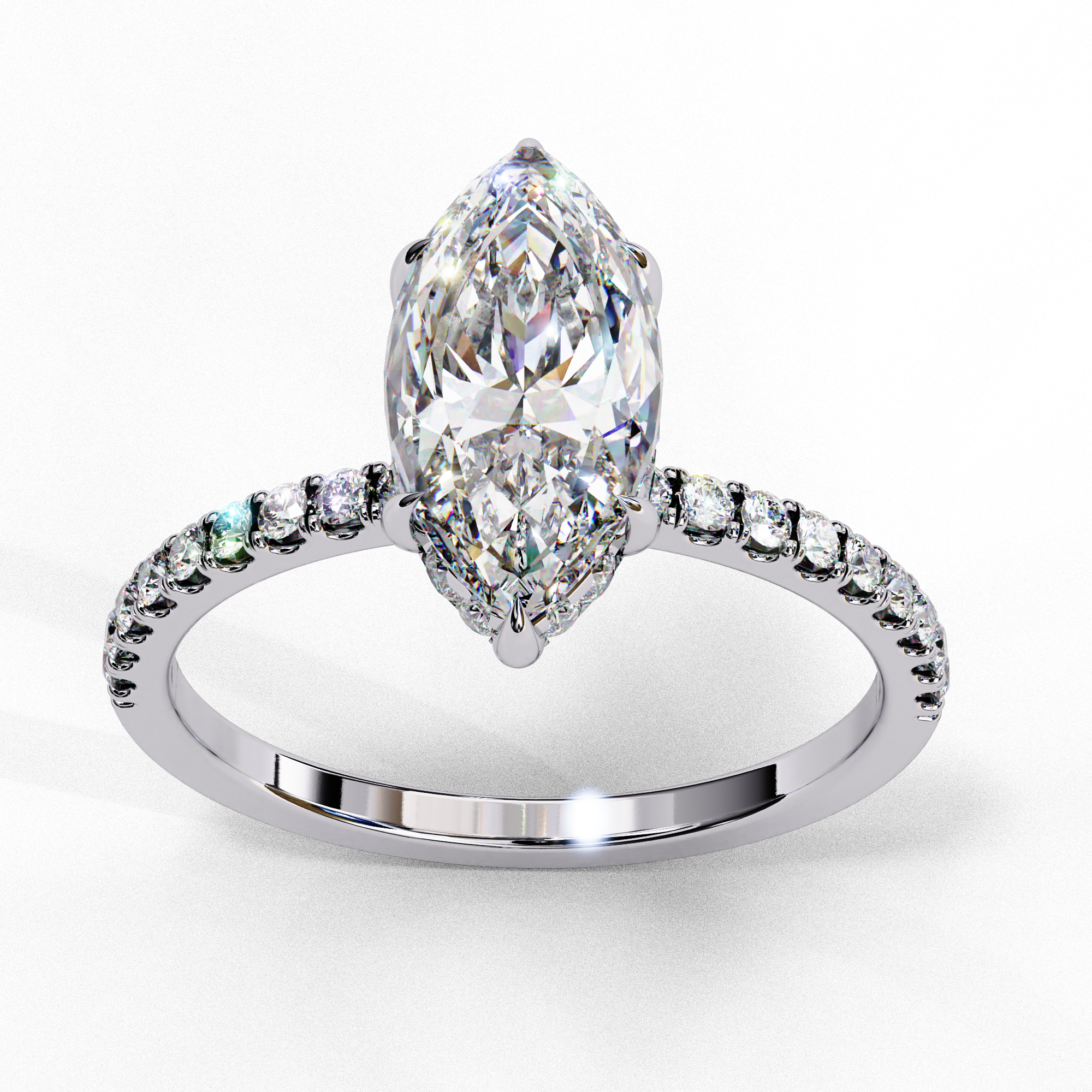 Xaviera Marquise  Lab Grown Diamond Hidden Halo Ring