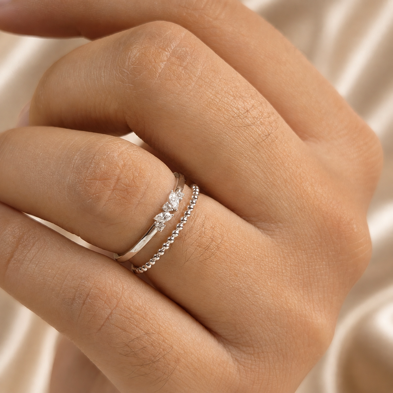 Marquise & Round Lab Grown Diamond Ring Five Stone Engagement Ring Elegant Wedding Band Anniversary Gift For Her Minimalist Handmade Jewelry