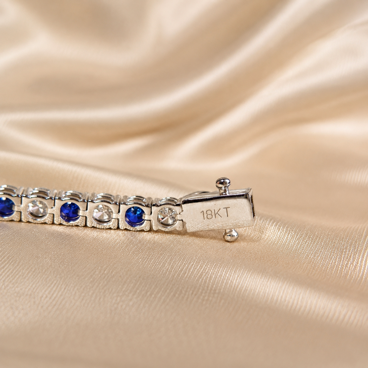 Blue Sapphire Round Lab Grown Diamond Tennis Bracelet Elegant Statement Custom Jewelry Handmade Jewelry Wedding Bracelet Gift For Her