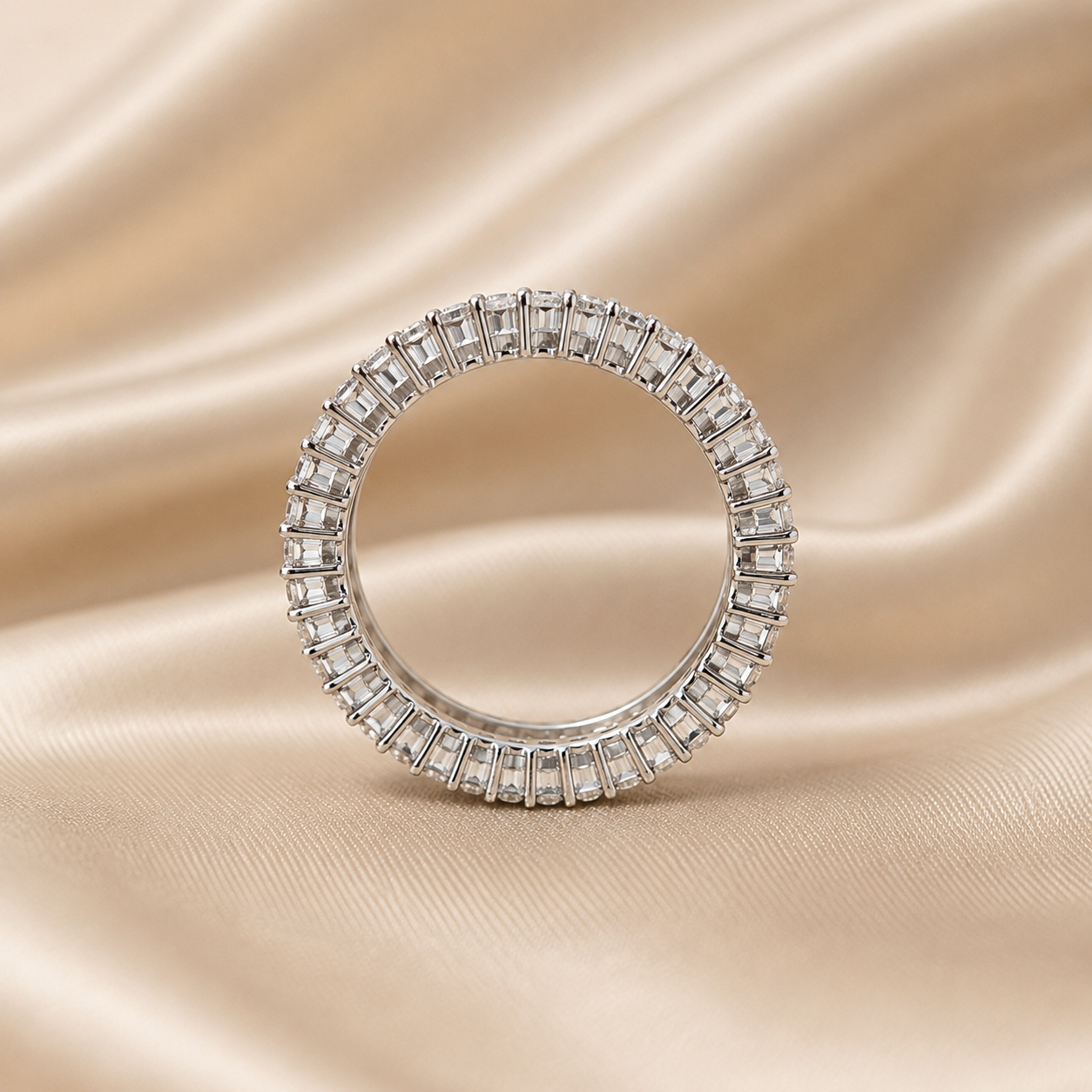 Baguette and Round Lab Grown Diamond Eternity Band Classic Wide Diamond Elegant Eternity Wedding Ring for Women Handmade Jewelry Gift