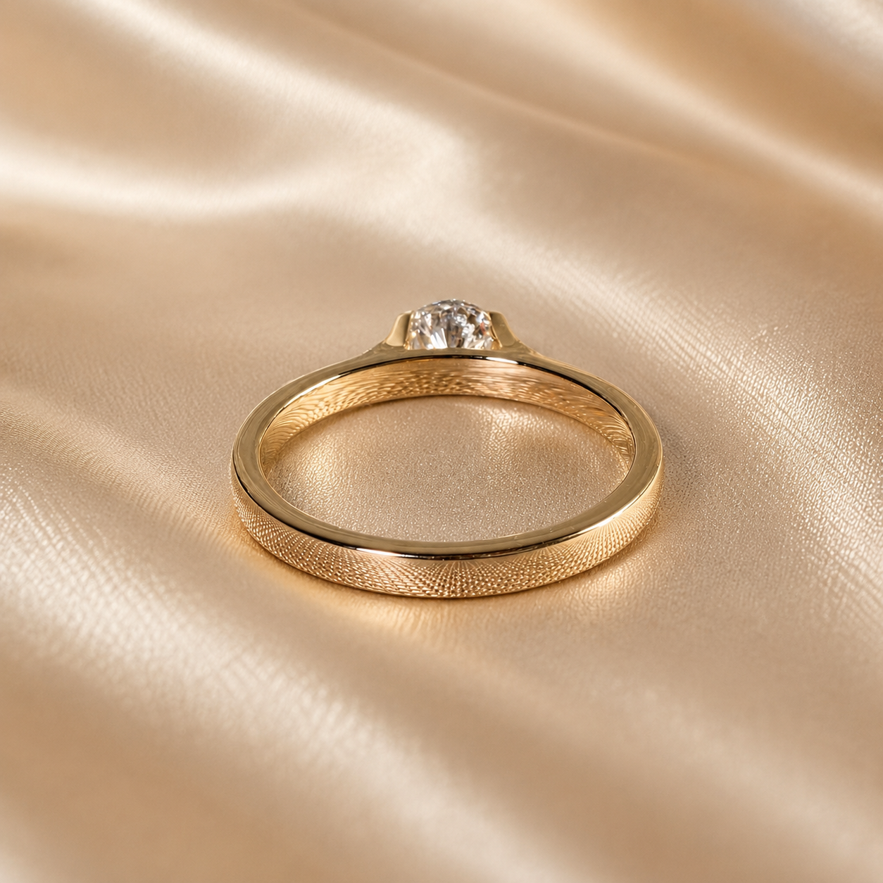 Round Lab Grown Diamond Engagement Ring Yellow Gold Diamond Wedding Ring Elegant Timeless Bridal Jewelry Ring Handmade Jewelry Gift for Her