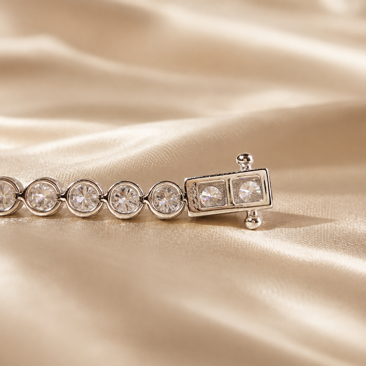 Round Lab Grown Diamond Tennis Wedding Bracelet