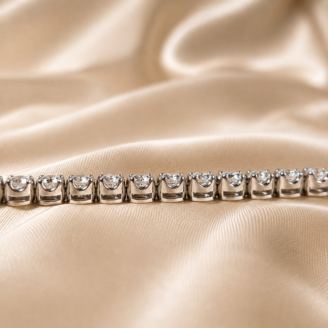 Round Lab Grown Diamond Tennis Wedding Bracelet