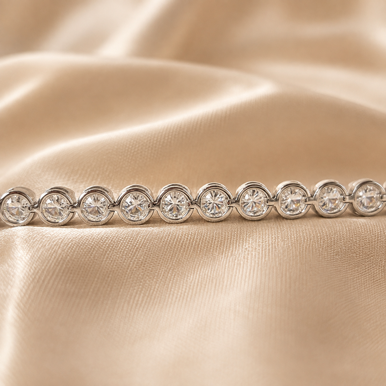 Round Lab Grown Diamond Tennis Wedding Bracelet