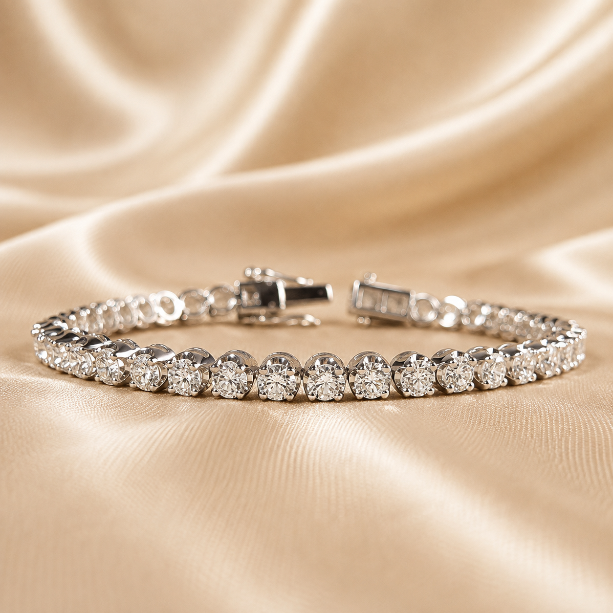 Round Lab Grown Diamond Tennis Wedding Bracelet