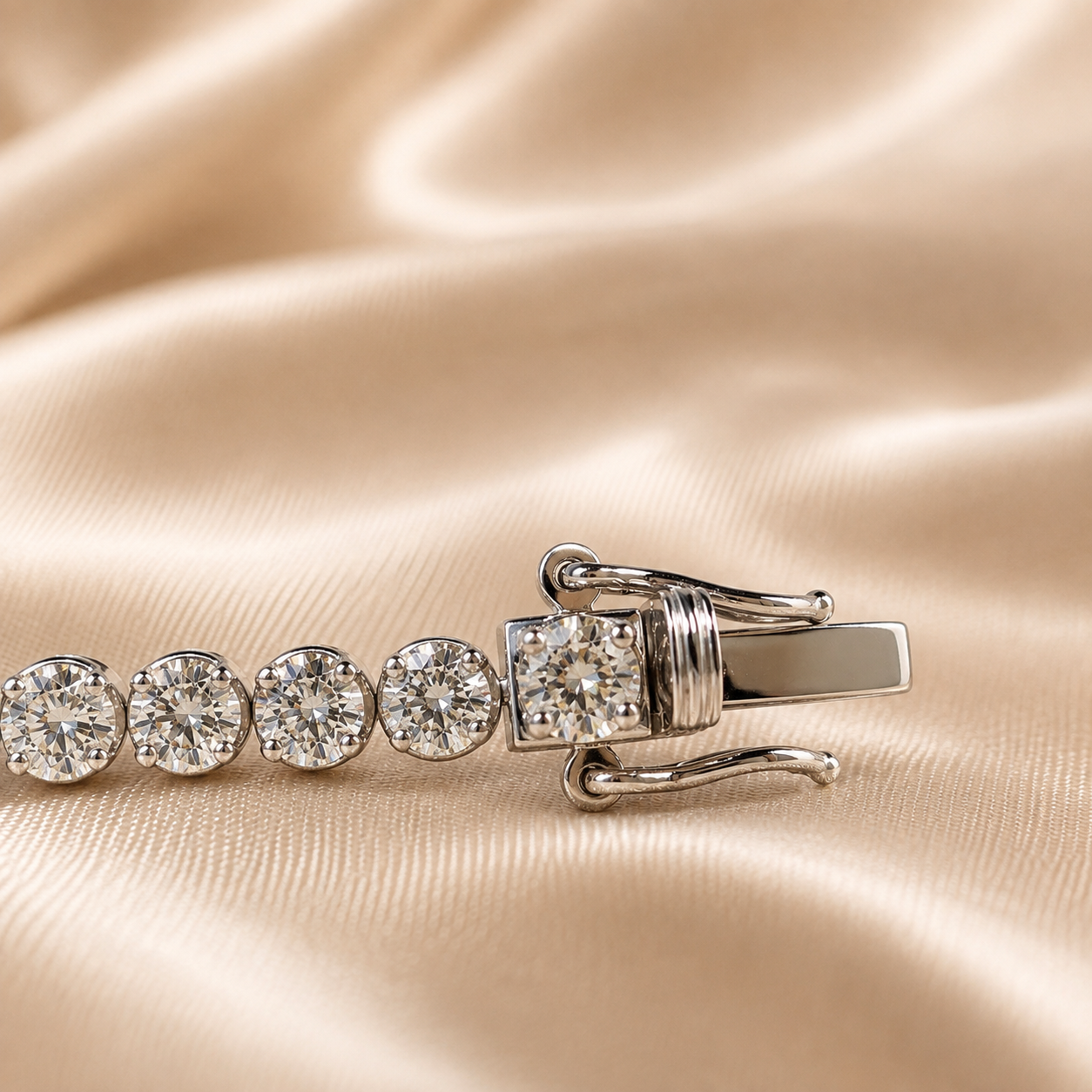 Round Lab Grown Diamond Tennis Wedding Bracelet