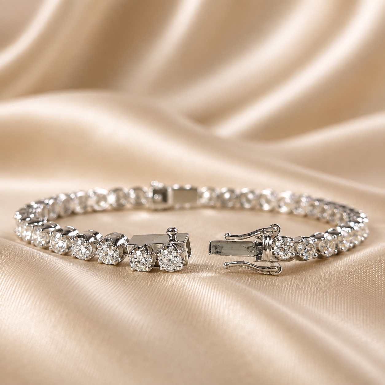Round Lab Grown Diamond Tennis Wedding Bracelet