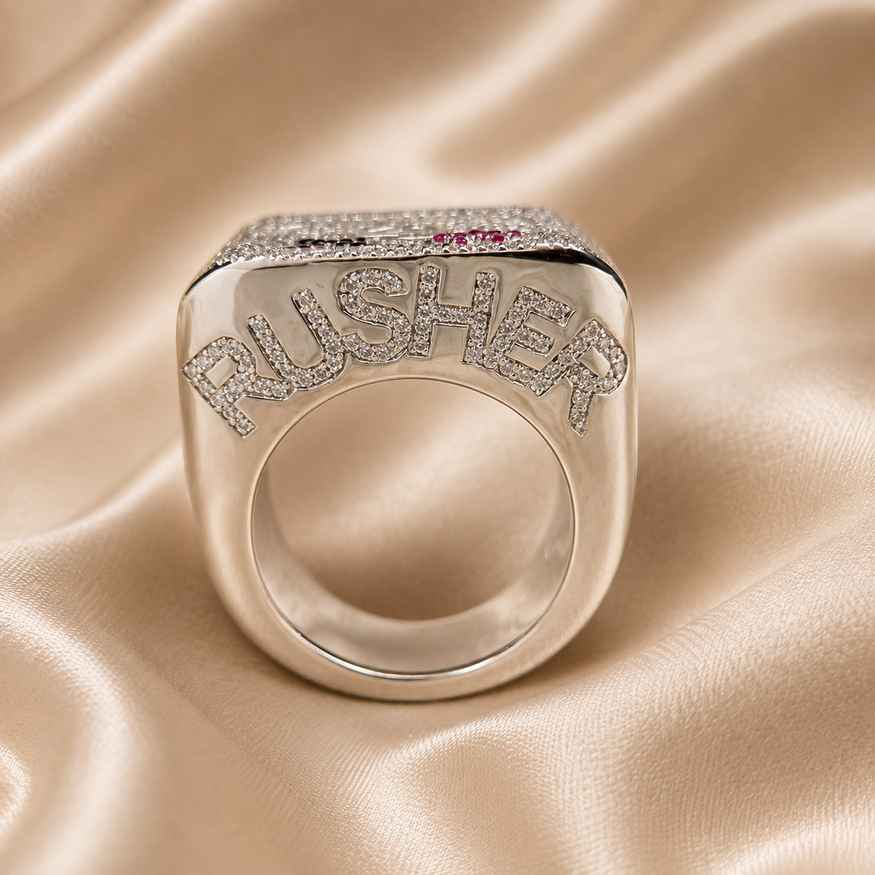 Round Natural Diamond Custom Ring Personalized Diamond Ring Iced Out Name Ring Championship Jewelry Sports Winner Ring Handmade Jewelry