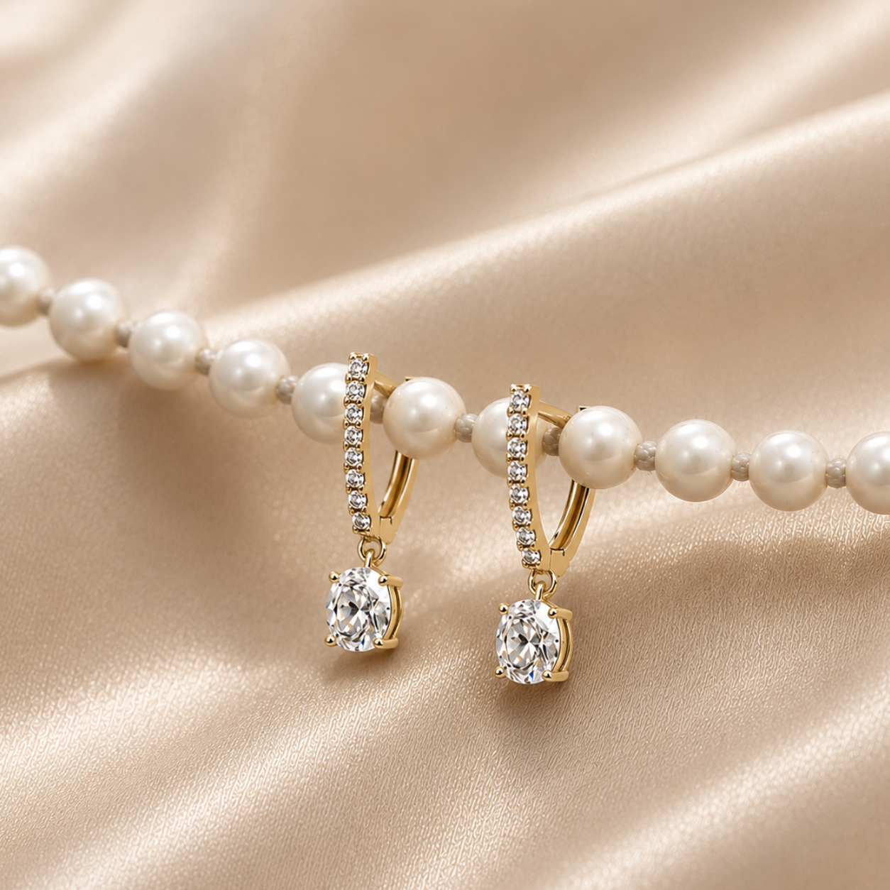 Oval Lab Grown Diamond Drop Earrings Diamond Yellow Gold Huggie Drops Earrings Bridal Jewelry Luxury Wedding Handmade Jewelry Gift for Her