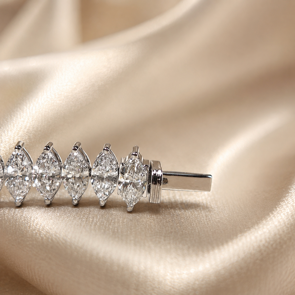 Marquise Lab Grown Diamond Tennis Bracelet White Gold Diamond Bracelet Minimalist Bracelet Luxury Bridal Handmade Jewelry Anniversary Gift
