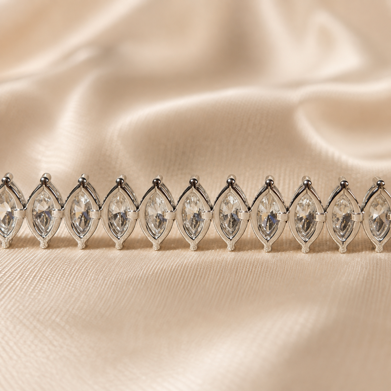 Marquise Lab Grown Diamond Tennis Bracelet White Gold Diamond Bracelet Minimalist Bracelet Luxury Bridal Handmade Jewelry Anniversary Gift