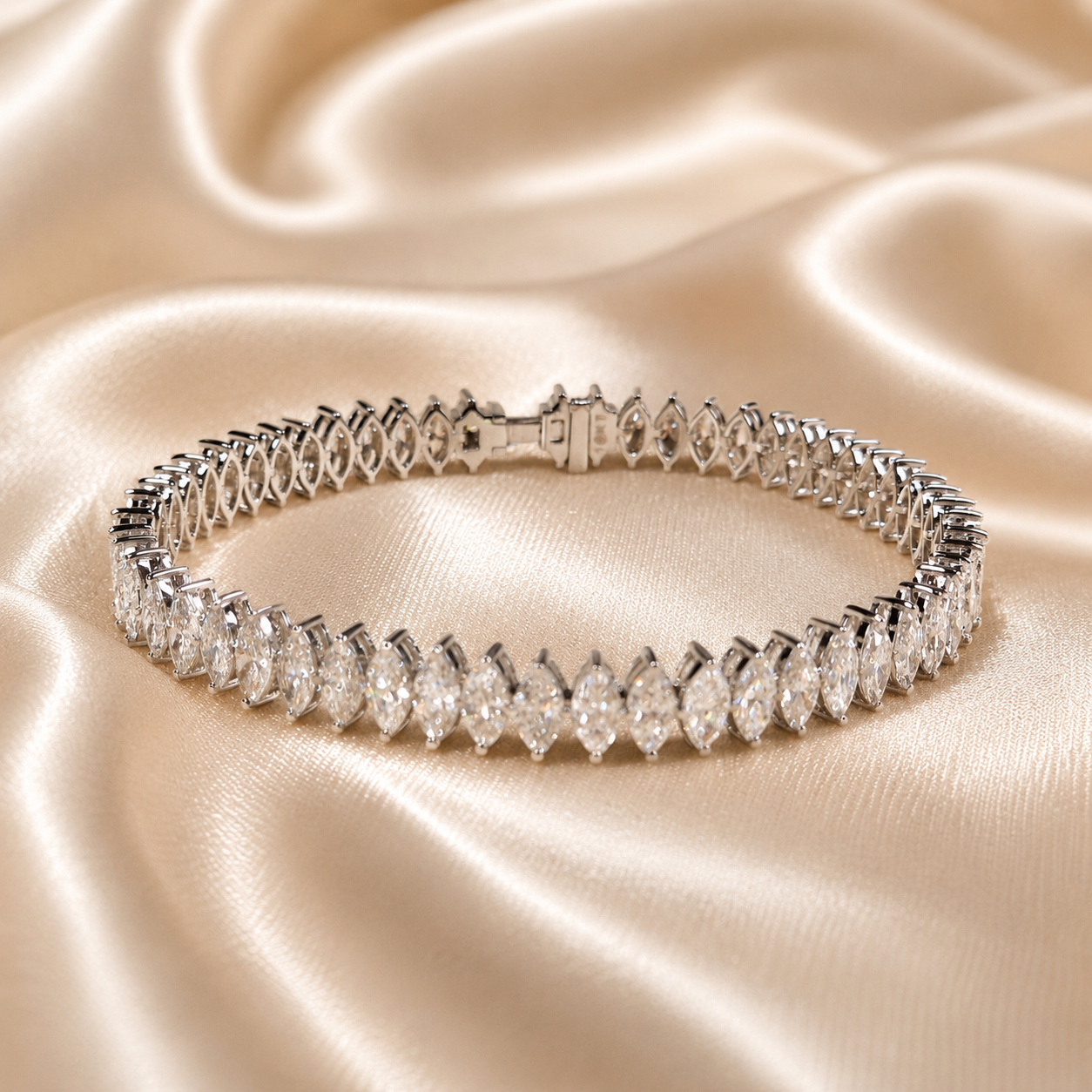 Marquise Lab Grown Diamond Tennis Bracelet White Gold Diamond Bracelet Minimalist Bracelet Luxury Bridal Handmade Jewelry Anniversary Gift
