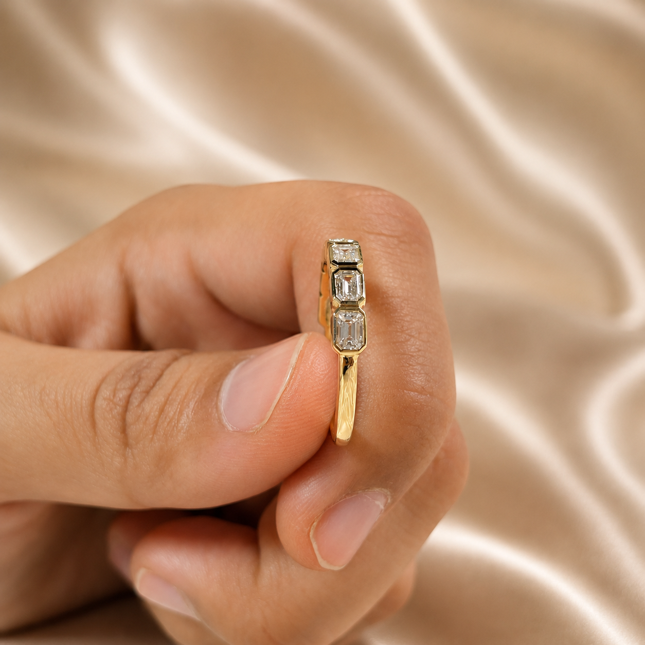 Emerald Lab Grown Diamond Engagement Ring White Gold Solitaire Ring Emerald Promise Ring Minimalist Wedding Handmade Jewelry Gfit For Her (Copy)