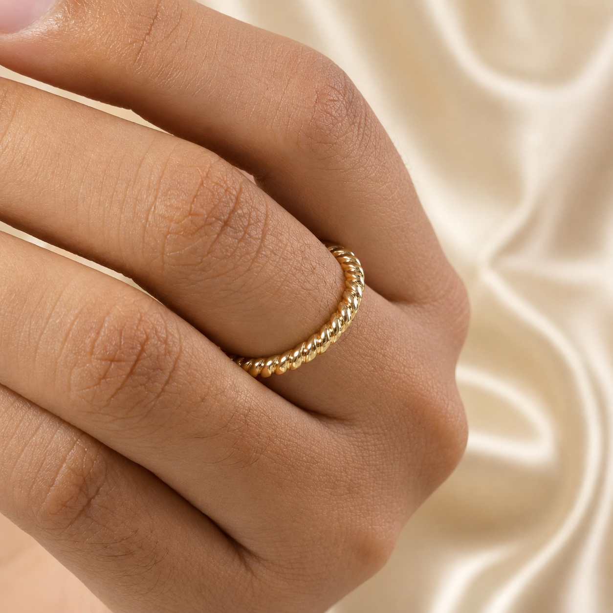 Twisted Rope Gold Ring Stackable Gold Band Minimalist Rope Ring Dainty Wedding Band Thin Gold Stacking Ring Handmade jewelry