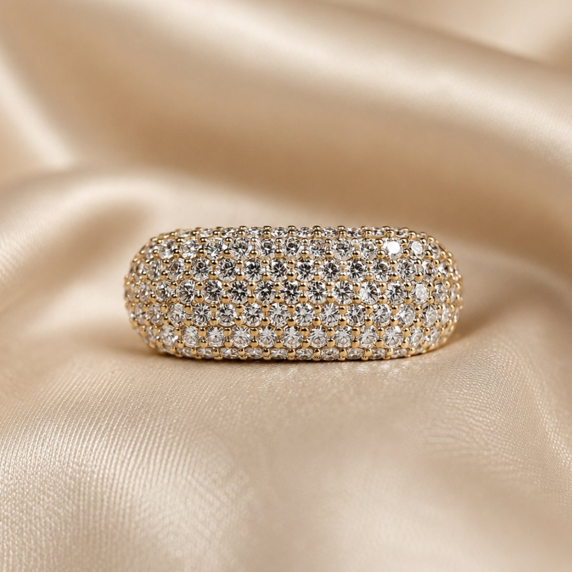 Round Lab Grown Wide Diamond Pave Band Ring Engagement Ring Wedding Anniversary Band Multi Row Diamond Ring Luxury Stack Handmade jewelry