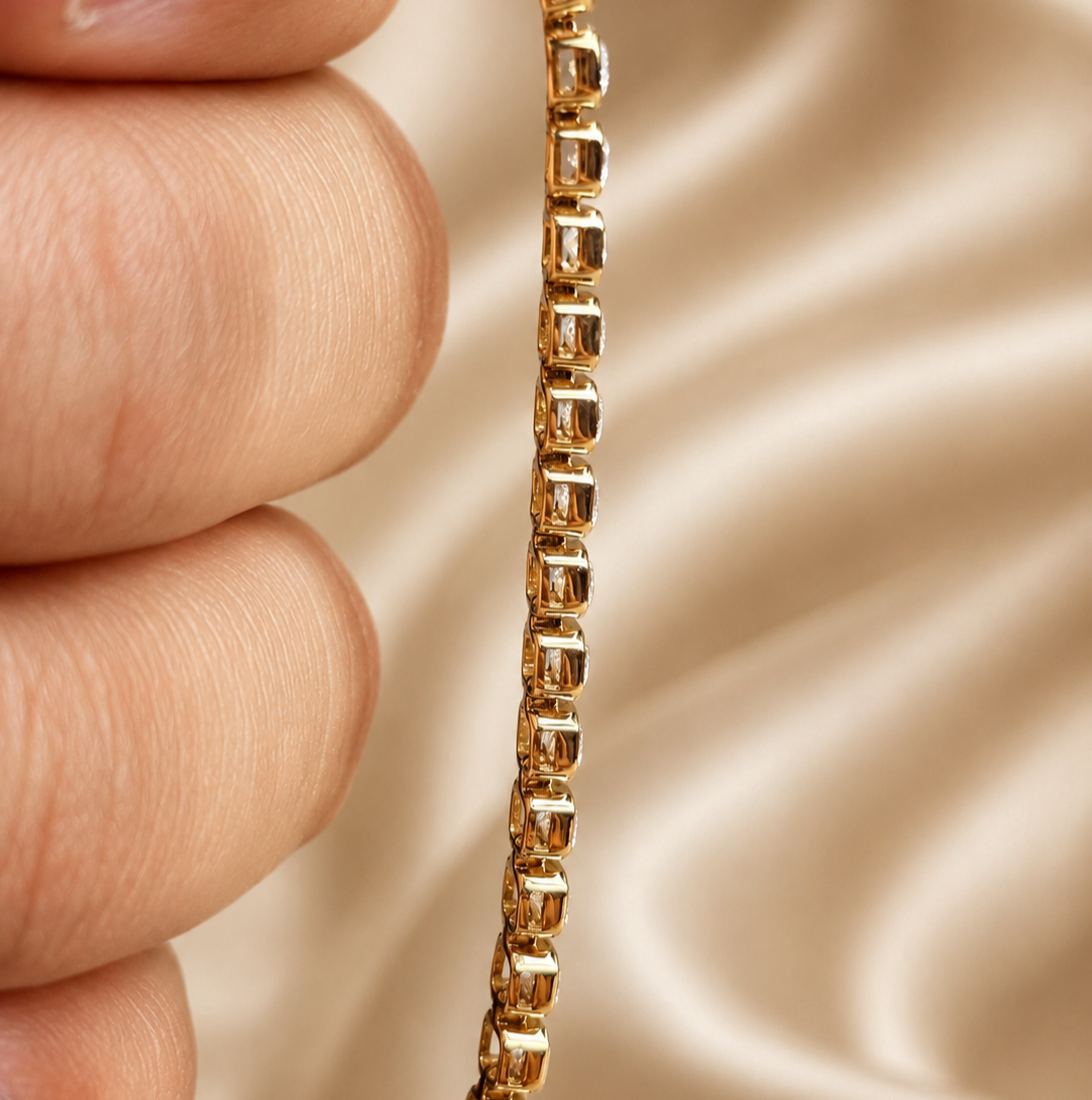 Emerald Cut Natural Diamond Tennis Bracelet Bezel Set Bracelet Diamond Bracelet Anniversary Gift For Her Fine Handmade Luxury Jewelry