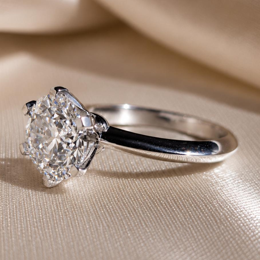 3 Carat Round Cut Lab Grown Diamond Solitaire Engagement Ring Proposal Minimalist Promise Ring