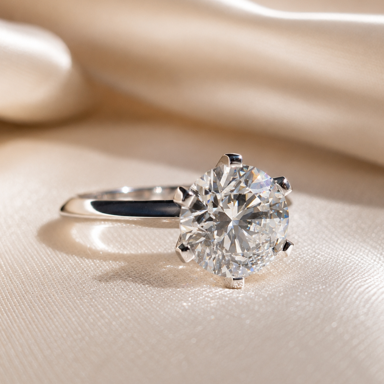 3 Carat Round Cut Lab Grown Diamond Solitaire Engagement Ring Proposal Minimalist Promise Ring
