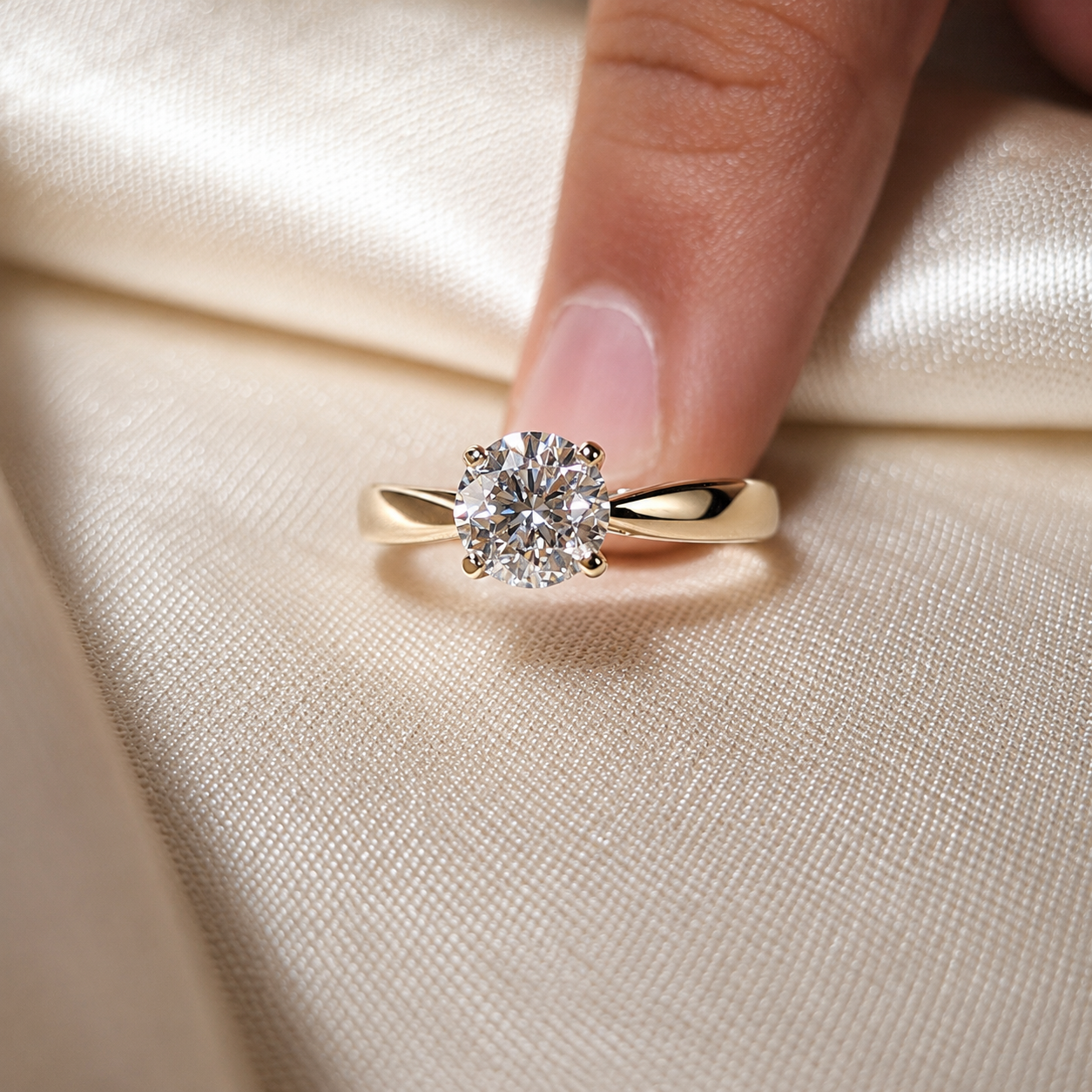 Round Cut Lab Grown Solitaire Engagement Classic Promise Ring Minimalist Bridal Ring Handmade jewelry