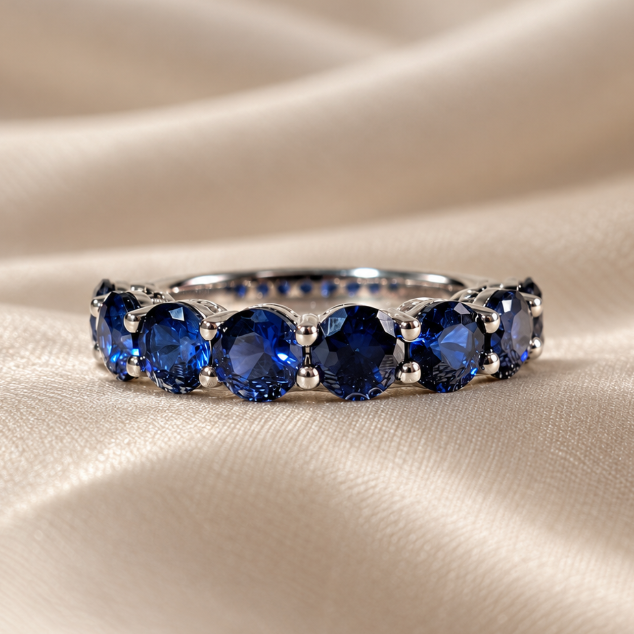 Blue Gemstone Eternity Band Deep Elegant Gemstone Ring Blue Band