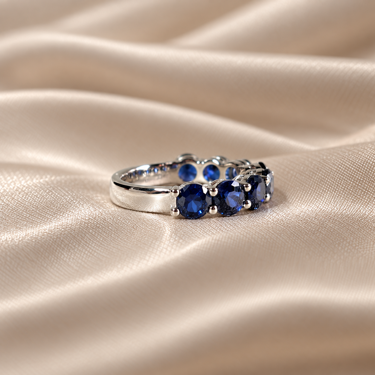 Blue Gemstone Eternity Band Deep Elegant Gemstone Ring Blue Band
