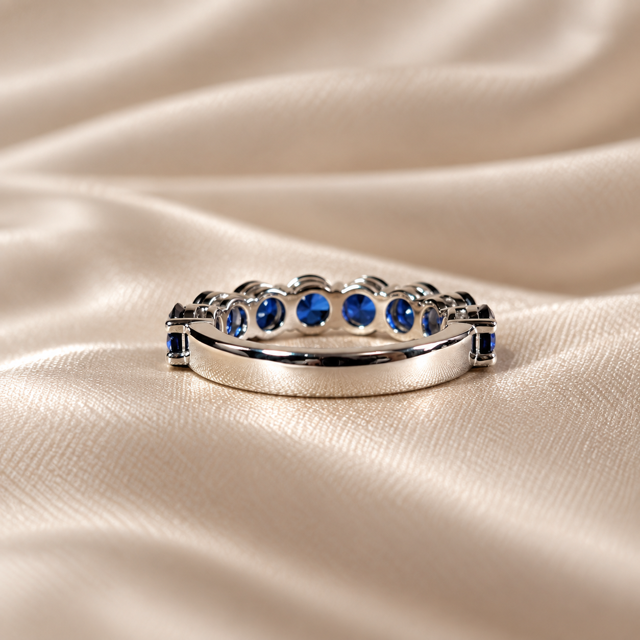 Blue Gemstone Eternity Band Deep Elegant Gemstone Ring Blue Band