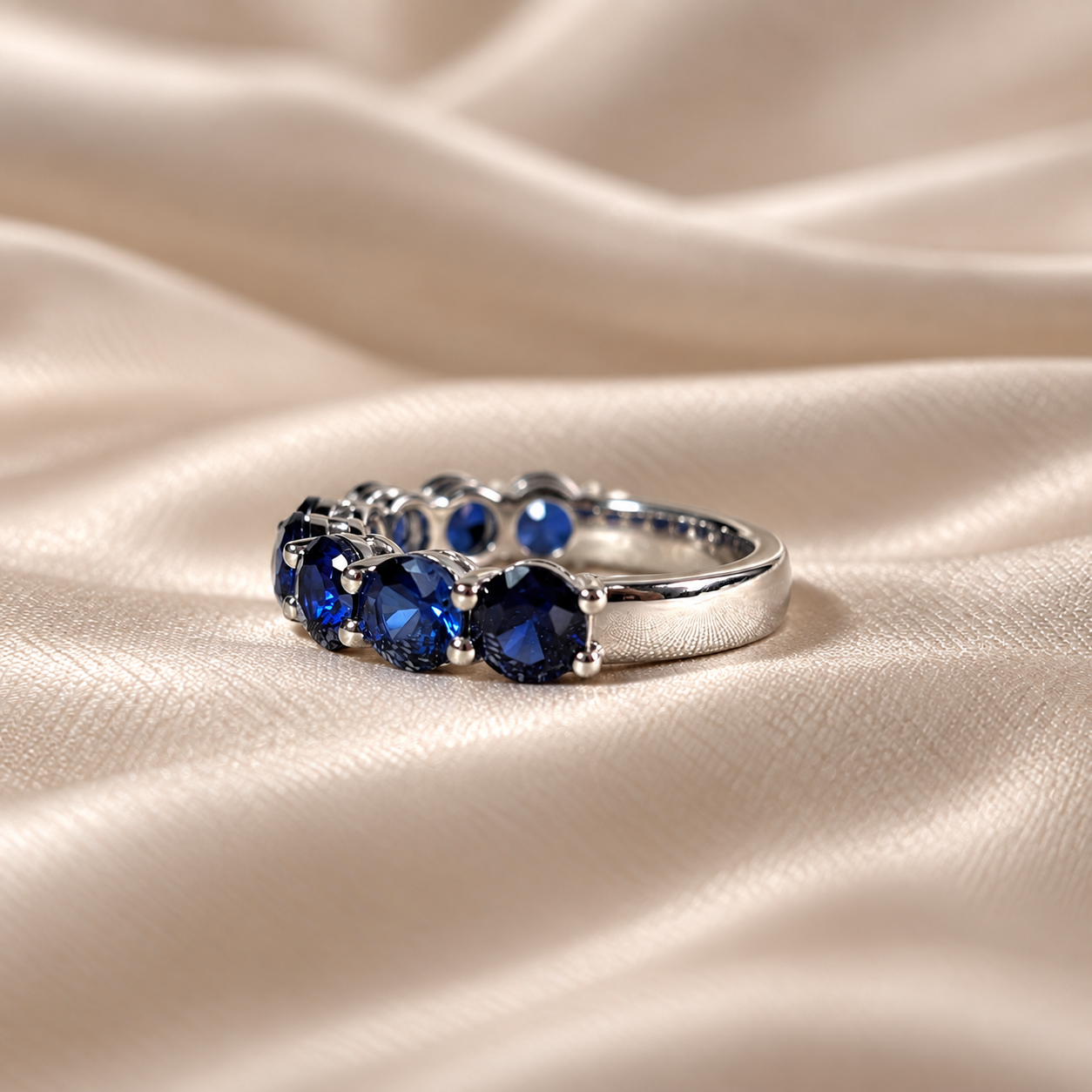 Blue Gemstone Eternity Band Deep Elegant Gemstone Ring Blue Band