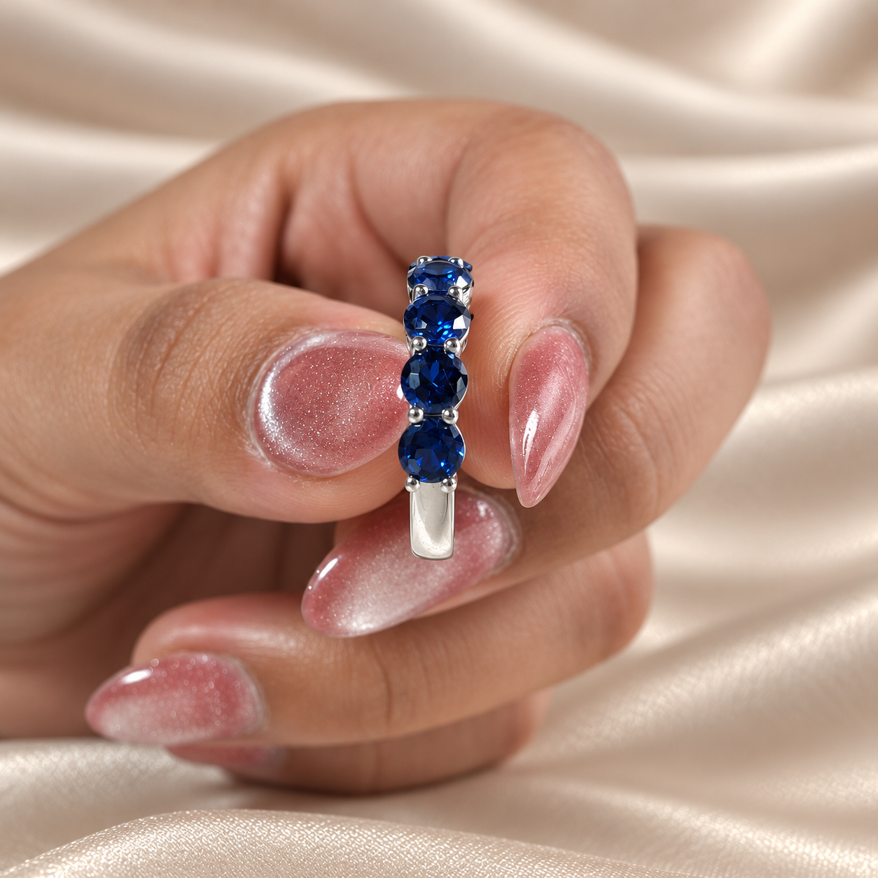 Blue Gemstone Eternity Band Deep Elegant Gemstone Ring Blue Band