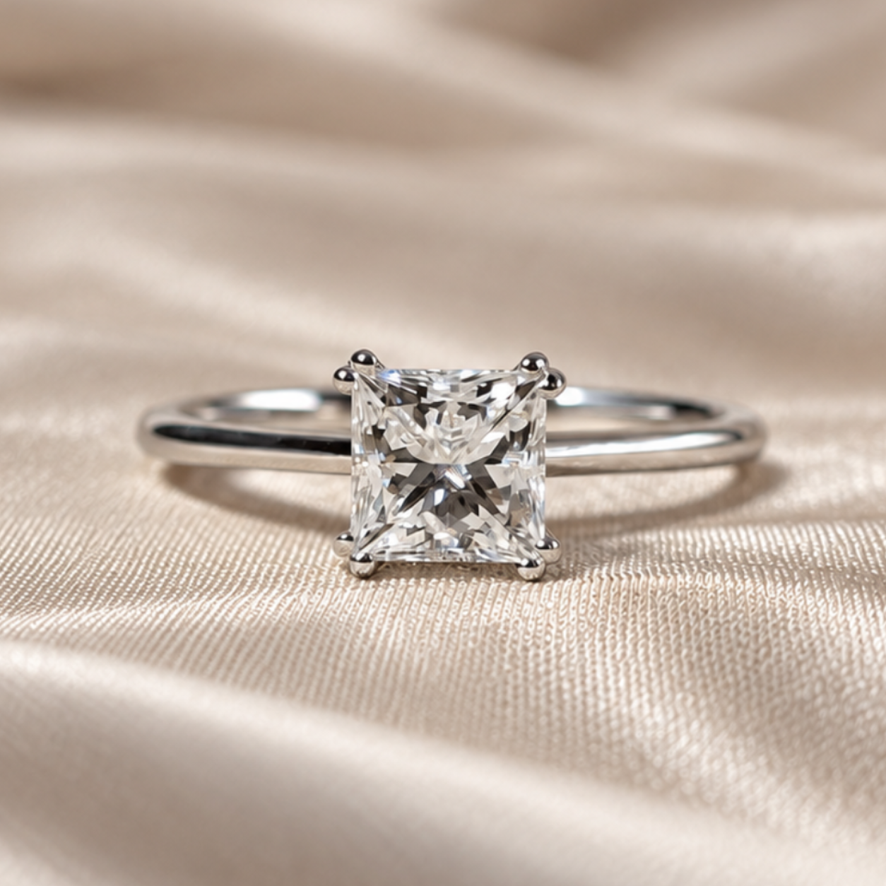 Princess Cut Lab Grown Diamond Solitaire Engagement Ring