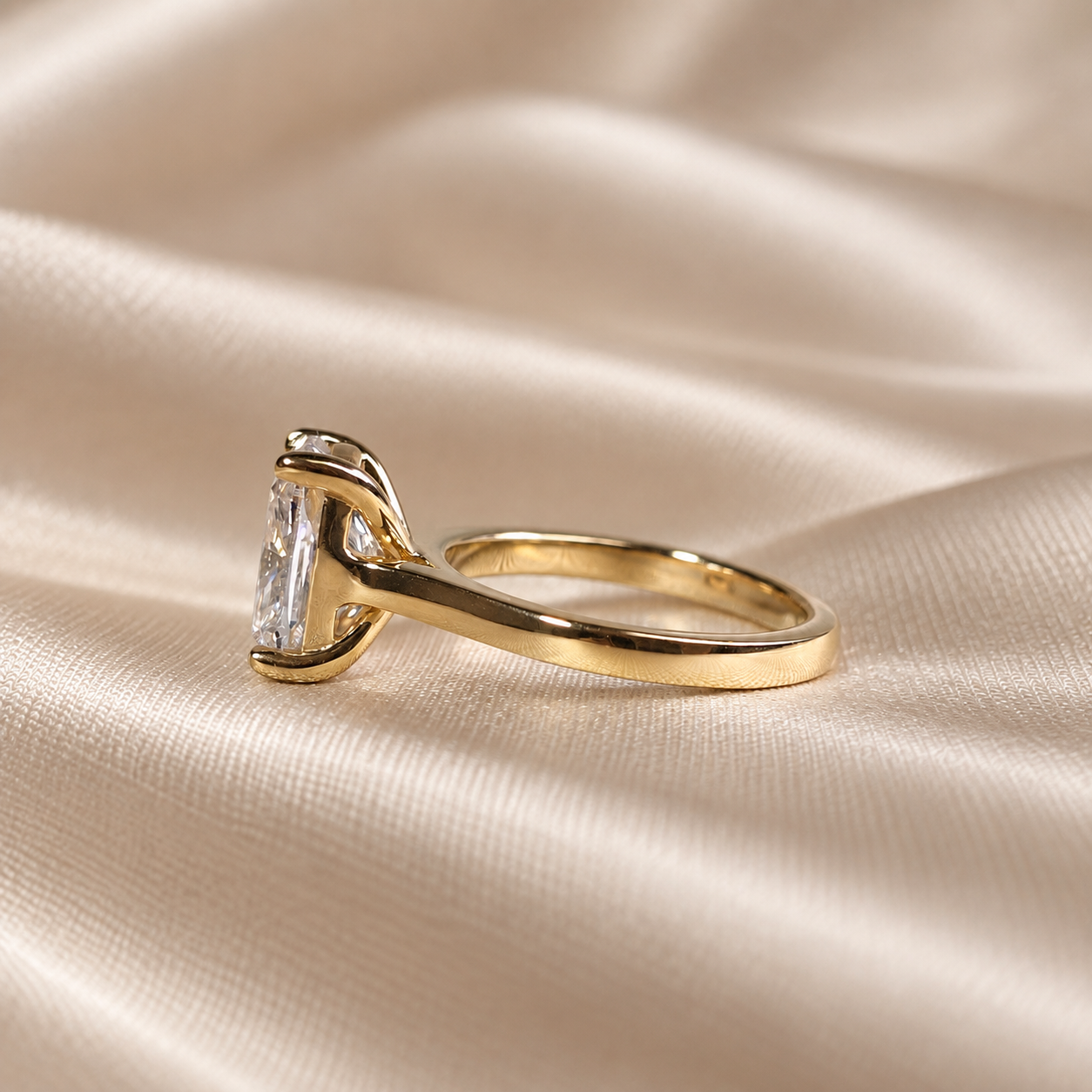 Cushion Lab Grown Diamond Ring Gold Solitaire Engagement Ring Elegant Bridal Ring