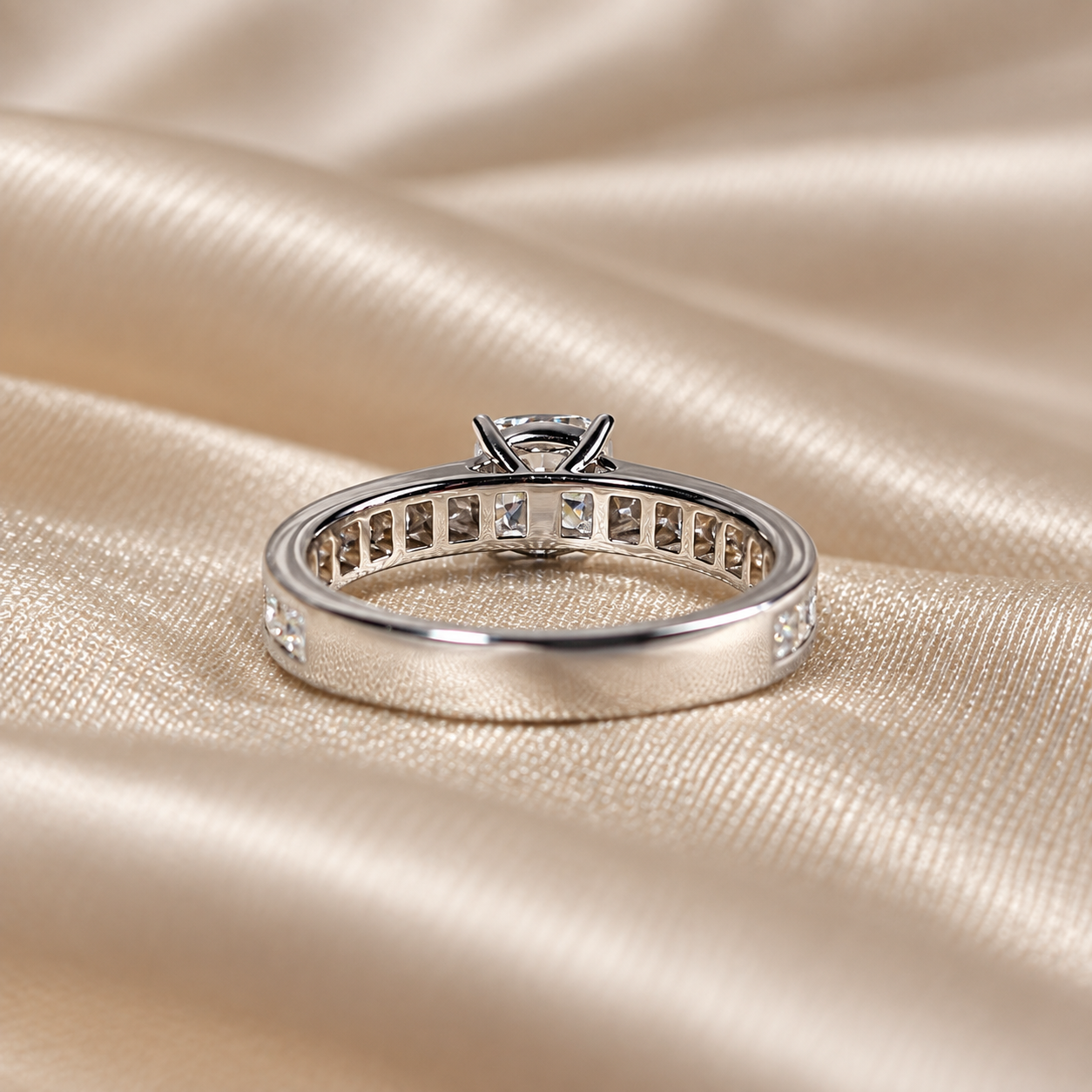 Cushion Lab Grown Diamond Classic Engagement Ring Diamond Band Classic Bridal Ring