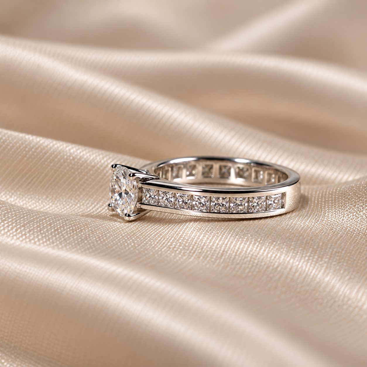 Cushion Lab Grown Diamond Classic Engagement Ring Diamond Band Classic Bridal Ring