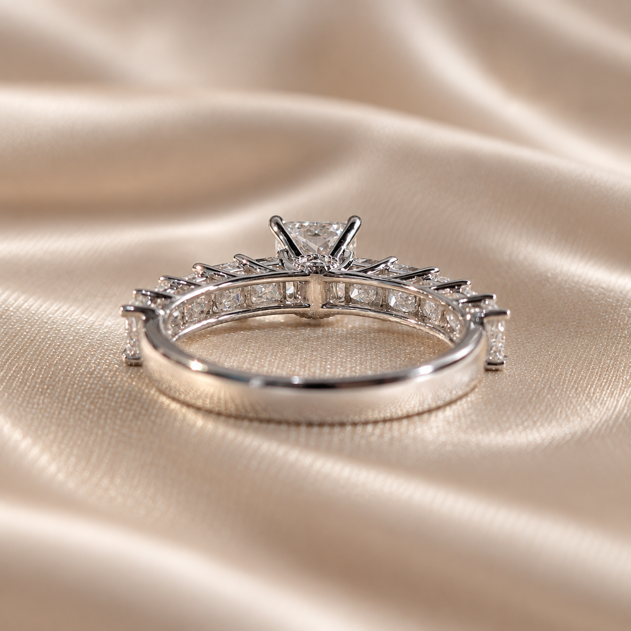 Princess Cut Diamond Engagement Ring Diamond Wedding Band Classic Elegant Bridal Jewelry