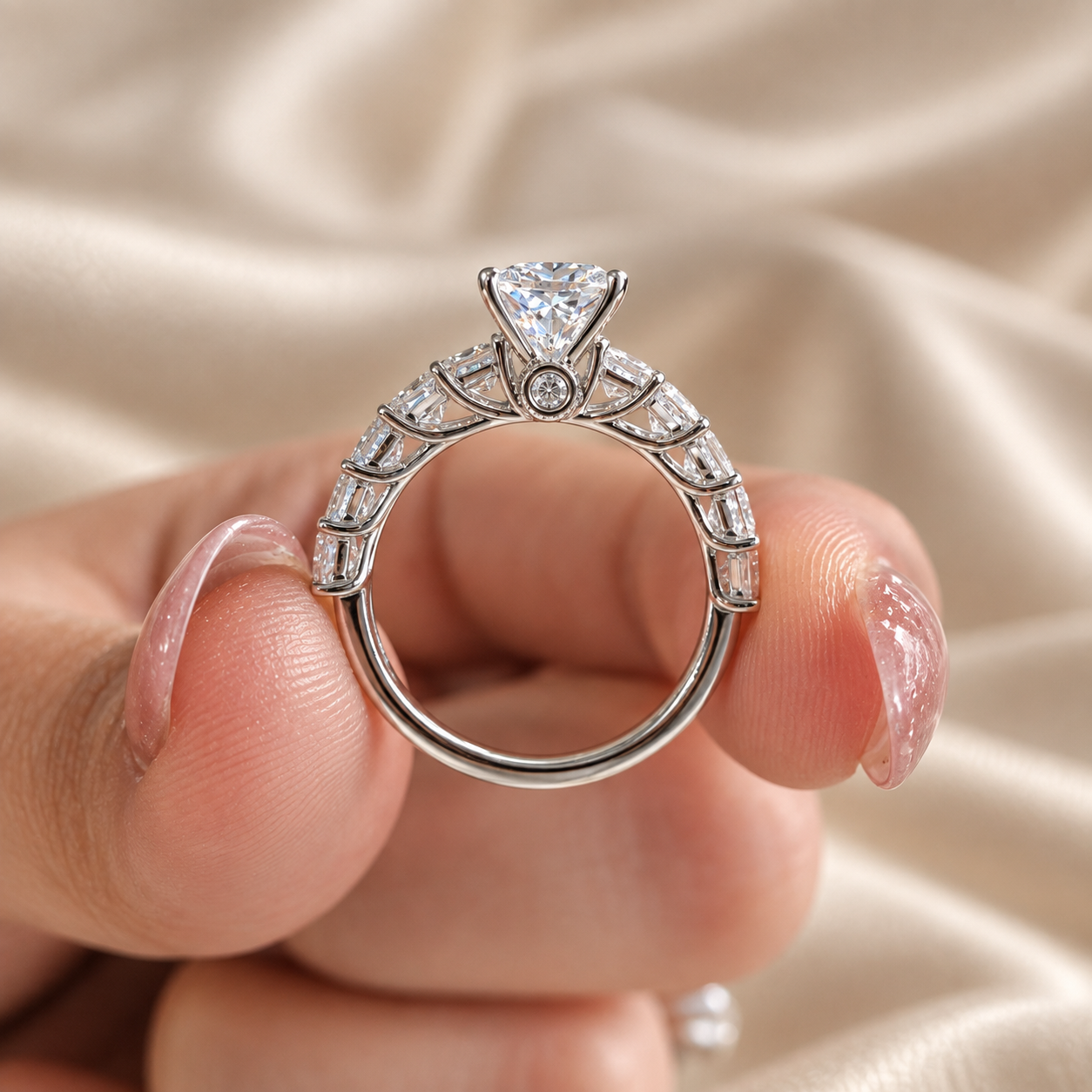 Princess Cut Diamond Engagement Ring Diamond Wedding Band Classic Elegant Bridal Jewelry
