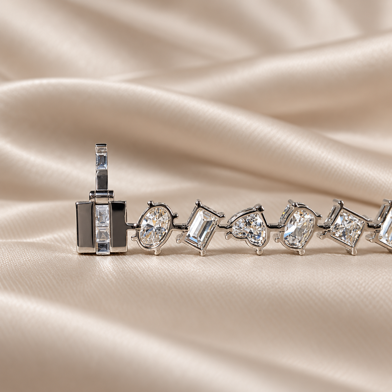 Multi Shape Lab Grown Diamond Tennis Bracelet Mixed Cut Diamond Bracelet Bridal Jewelry