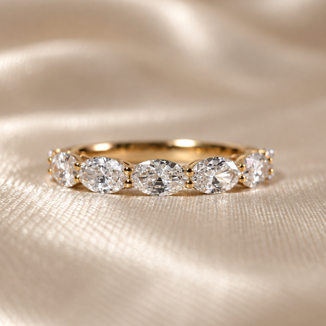 Oval Lab Grown Diamond Engagement Ring Eternity Wedding Band Classic Stackable Fine Jewelry