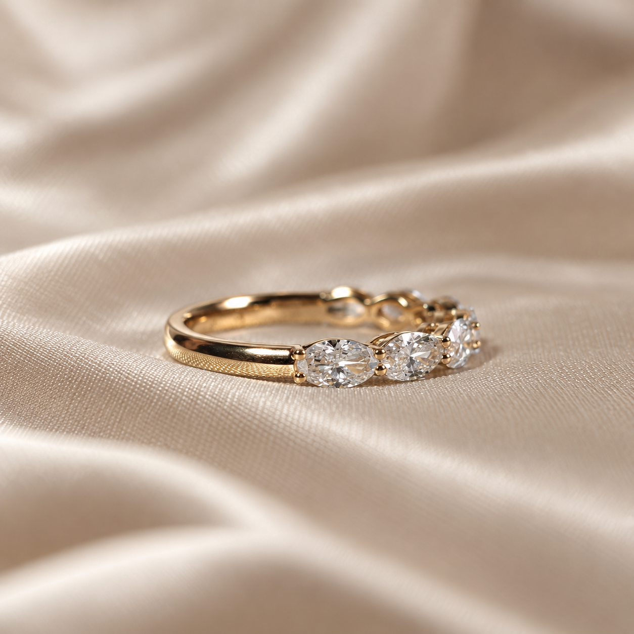 Oval Lab Grown Diamond Engagement Ring Eternity Wedding Band Classic Stackable Fine Jewelry