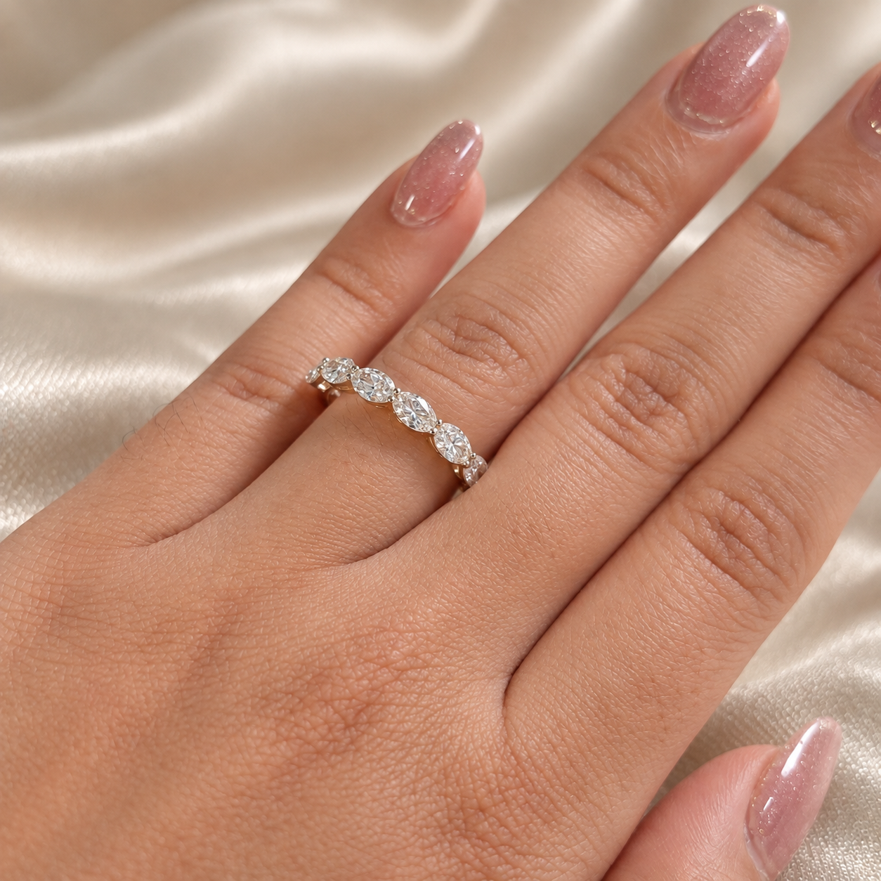 Oval Lab Grown Diamond Engagement Ring Eternity Wedding Band Classic Stackable Fine Jewelry